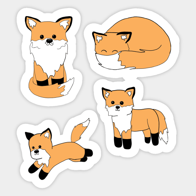 Group of Foxes Sticker by alisadesigns